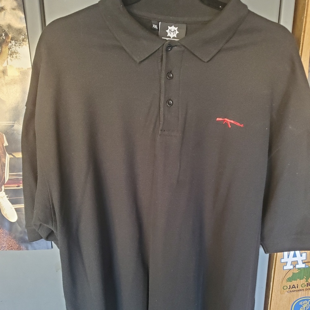 Black polo shirt